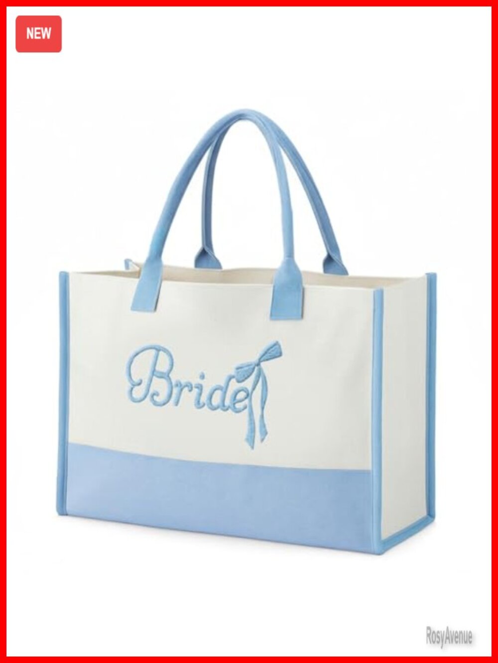 Canvas Bride Tote Bag Embroidered Bow Wedding Bridal Shower Gift